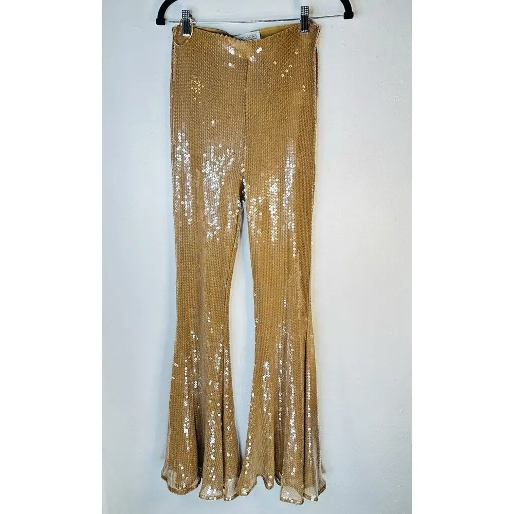 NWT Impressions Party Phase High Waist Sequin Flare Pants Small - Picture 3 of 9